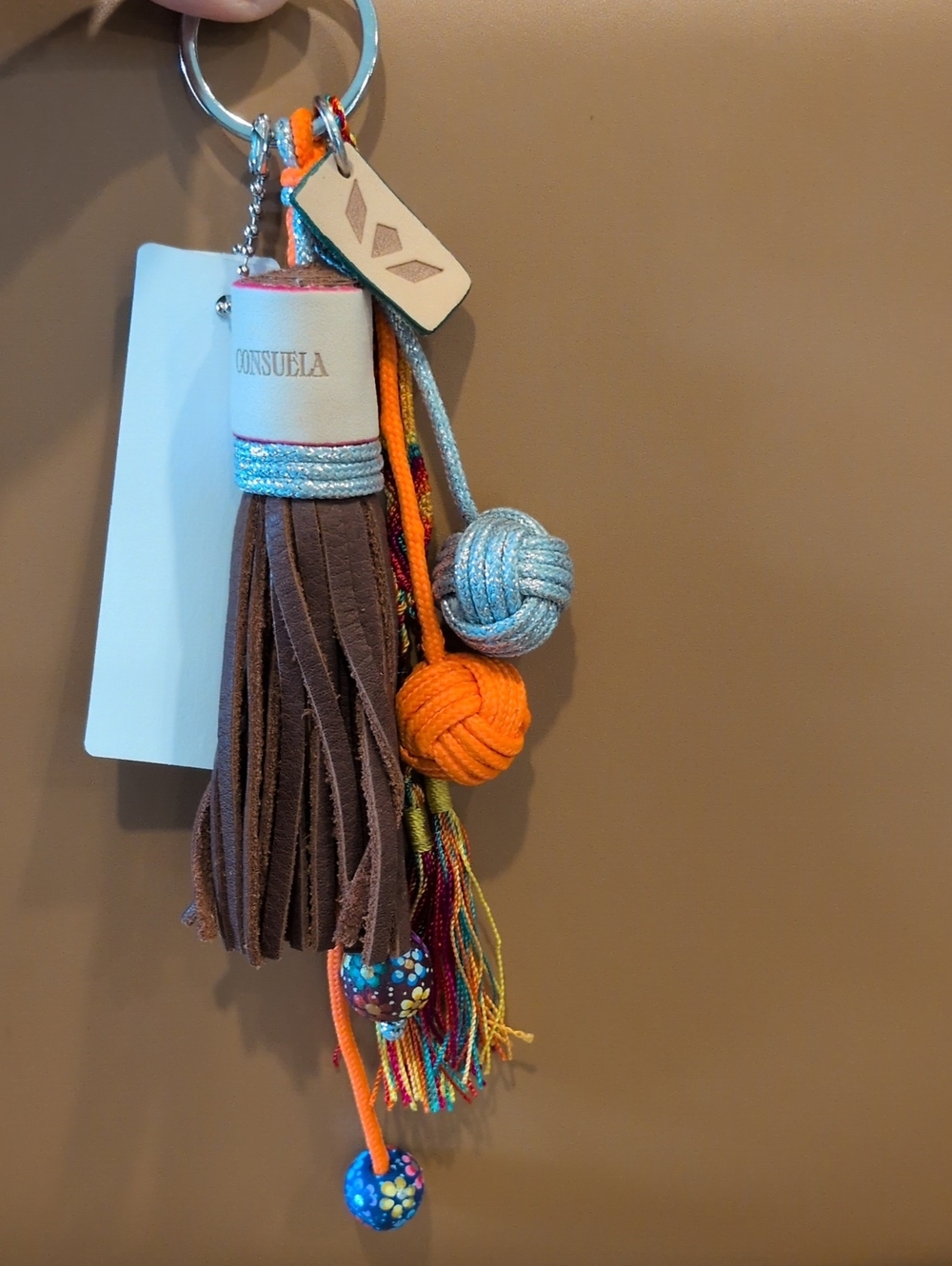 NWT Consuela Leather Tassel Charm